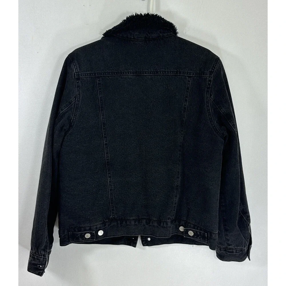 Men's Weekday  Black Sherpa Lined Trucker Jacket Size Small